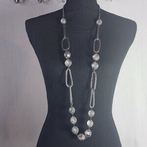 Simply Vera Wang Vintage Silver Tone Mesh Link Faceted Ball Beaded 43" Necklace